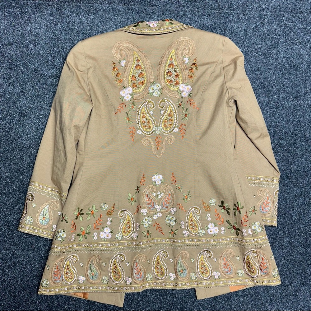 Vintage tan heavily embroidered paisley jacket wedding cowgirl western boho - Picture 4 of 9